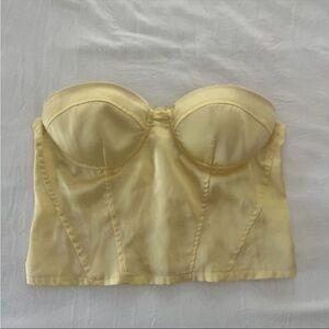 Oh Polly Yellow Strapless Bustier Crop Top